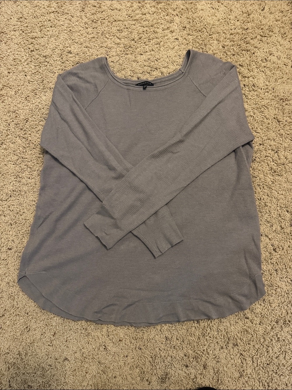 Staccato Long Sleeve Waffle Knit Top - Light Gray
